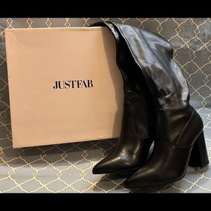 Over The Knee Faux Leather Heeled Boots - Just Fab